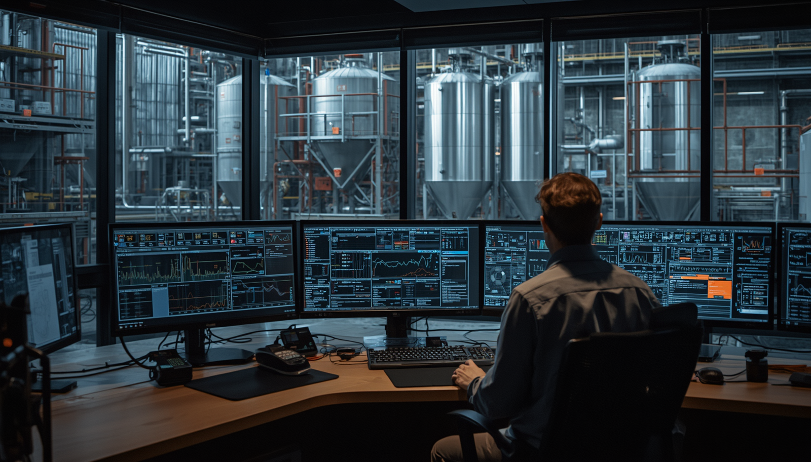 Salle de contrôle SCADA avec opérateur